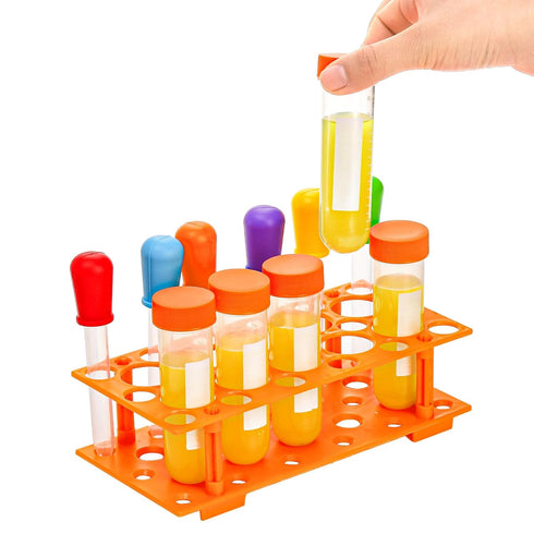 ZENFUN 12 Pieces Jumbo Test Tubes with Stand, 5 Jumbo Test Tubes, 6 Liquid Droppers, 1 Storage Stand, Multi-Color
