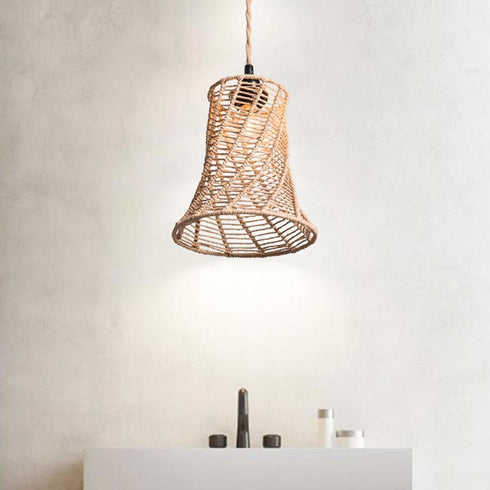 Bulb Woven Paper Rope Lamp Shade Pendant Light Cover Guard Decorative Retro Rustic Boho Lampshade for Home Living Room