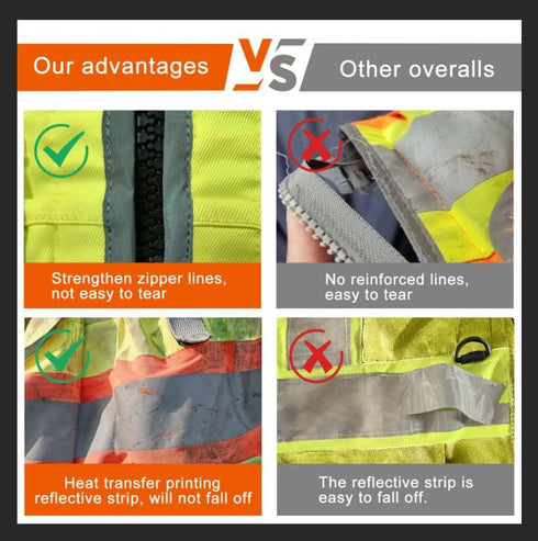 2 AYKRM Heavy Woven cotton High Vis Reflective work construction safety vest for men Class with ipad Cargo Pockets