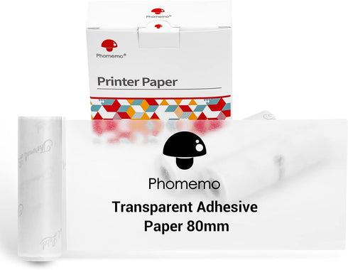 Phomemo Transparent Adhesive Thermal Sticker Paper - 77mm, Compatible with Phomemo M03/M03AS/M04S/M04AS Sticky Note