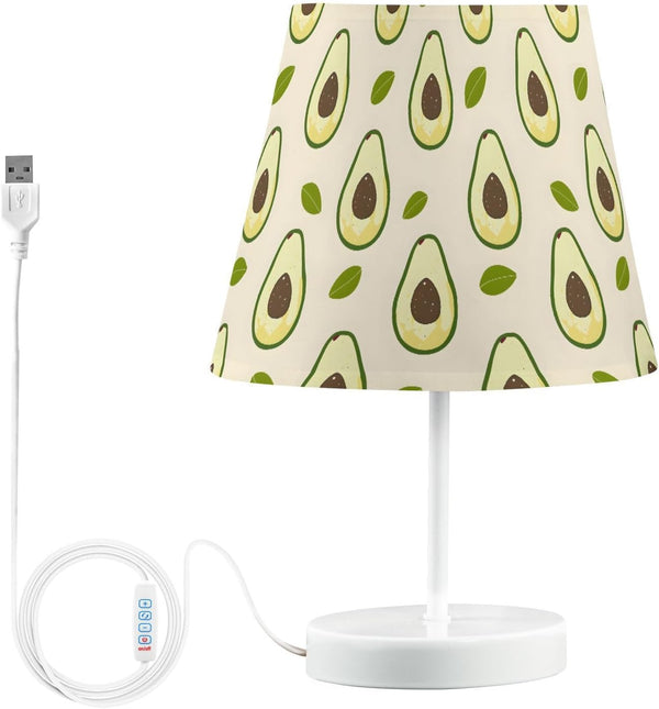 ALAZA Avocado Leaves Decor Bedside Table Lamp with USB Port 3 Color