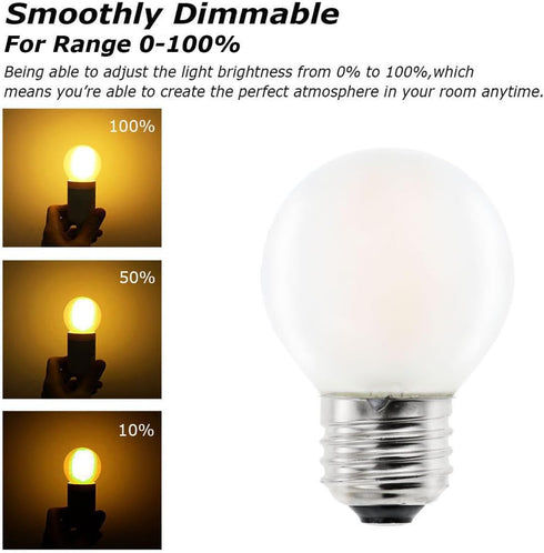 Dimmable E26 Frosted LED Light Bulbs Warm White 2700K, 4W G16.5 Mini Globe 400 lm, 5 Pack