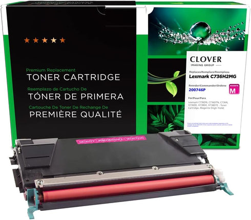 Clover Remanufactured High Yield Toner Cartridge Replacement for Lexmark C736/X736/X738 | Magenta