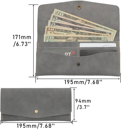 NatSumeBasics Cash Envelope Wallet, Grey Budget Money Dollar Bill Receipt Coupon Holder for Women and Men