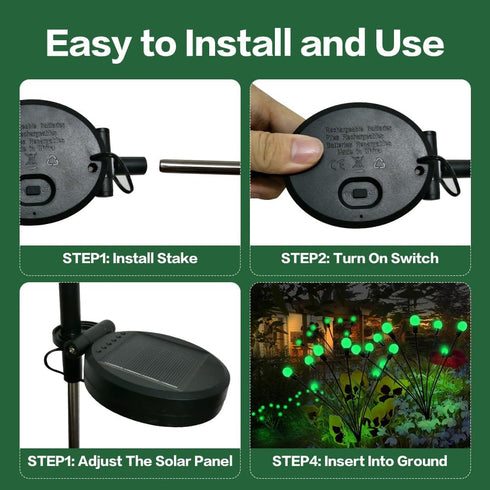 Halloween Decorations Solar Spooky Lights Outdoor - 2PACK 16LED Green Firefly Lights for Halloween Party Decor,