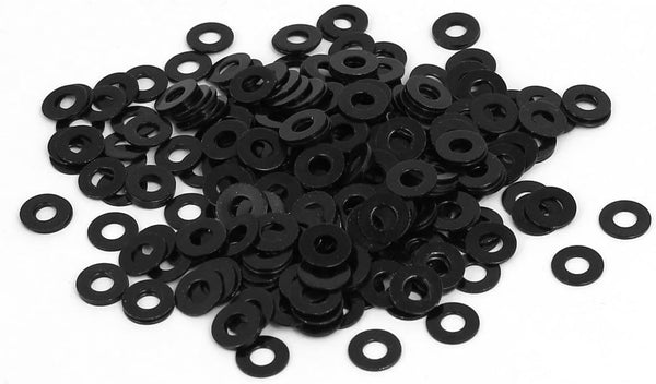uxcell M3 x 7mm Black Zinc Plated Flat Washers, Gaskets, Spacers, 300PCS