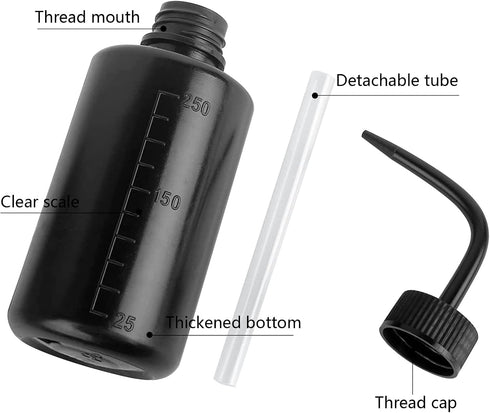 Wash Bottle 2pcs 250ml/8oz Safety Bottles, Economy Plastic Squeeze Cleaning Bottle with Scale Labels