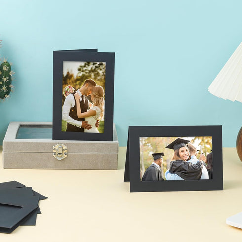 60 Packs 5 7 Silunkia Black Photo Frame Cards and Envelopes for x Picture, Paper Picture Frames with Self Seal