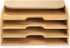 Jucoan Bamboo Countertop File Organizer, 4 Slot Vertical Wall Mounted Holder for Documents, Magazine Folder for Home