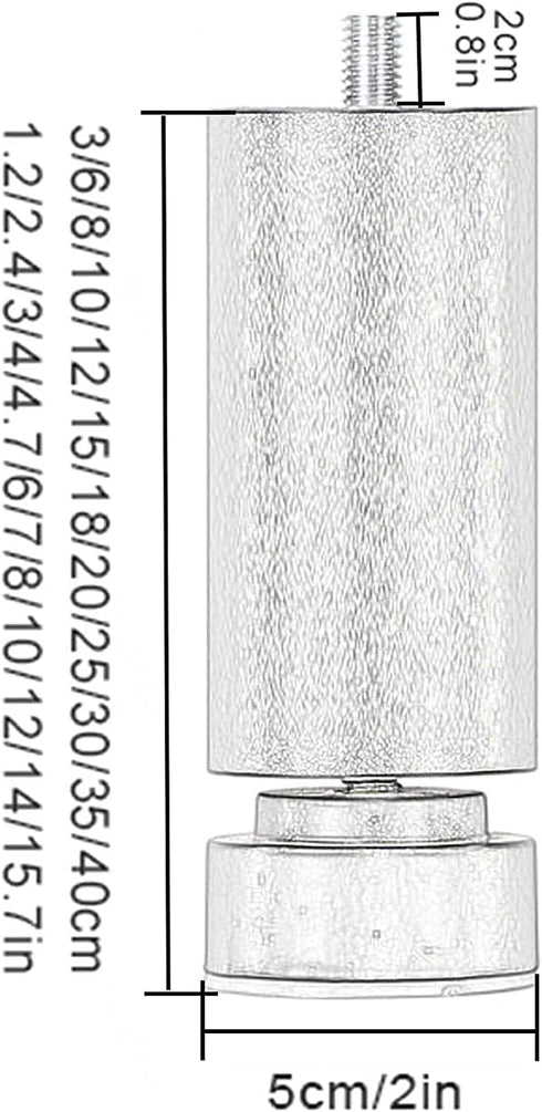 Tophacker 4 15cm/6in Aluminium Reinforced Support Legs, Pieces Furniture Sofa Legs, Cabinet Legs Adjustable in Height
