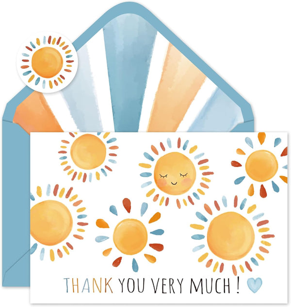 FYSUIMU 50 Pcs Boho Sun Thank You Cards Greeting Cards with Envelopes