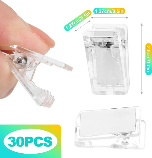 KornaDoz 30 Pcs Clear Adhesive Wall Hooks, Strong Clips for Hanging Photos, Posters, Tapestry & String Lights