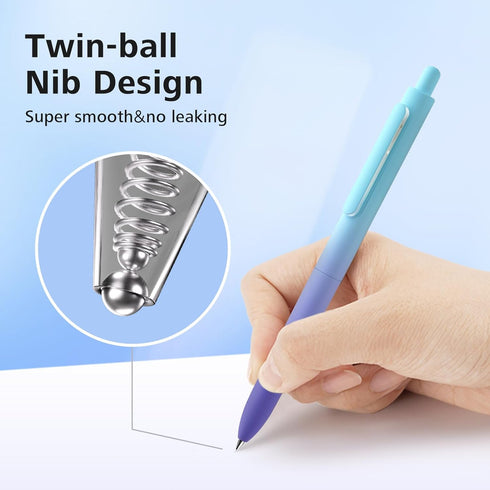 WRITECH Fine Point Gel Pens: 0.5mm Retractable Black Ink 6ct Smooth Writing No Bleed with Aesthetic Gradient Color Pen Barrel for Journaling Note Taking Sketching by WRITECH