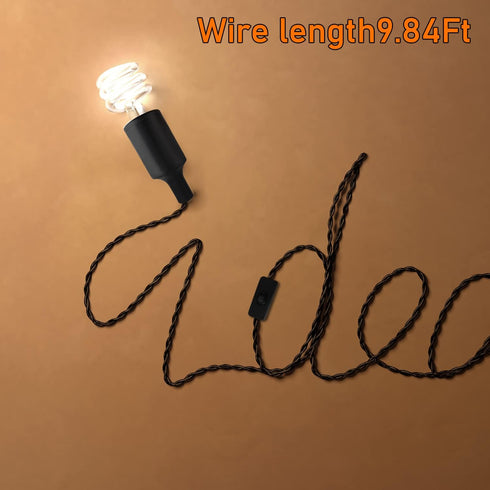 E26 E27 9.8 2 Pack Plug in KitRetro Hanging Lights with Plug in Cord, Industrial Pendant Light Fixture, FT Cord