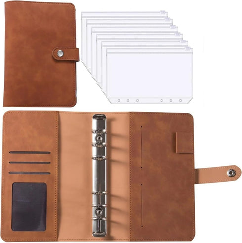 YCMGBH A6 PU Leather Budget Binder Notebook Cash Envelopes System Set,with Binder Pockets