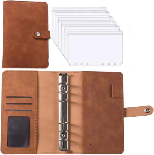 YCMGBH A6 PU Leather Budget Binder Notebook Cash Envelopes System Set,with Binder Pockets