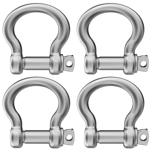 4 Pcs 5/16 Inch 304 Stainless Steel D Ring Shackles, 8 mm Screw Pin Anchor Shackle for Traction Steel Wire