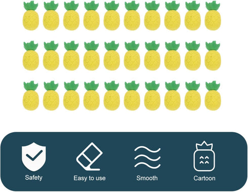 NUOBESTY 30Pcs Mini Pineapple Erasers, Cute Pencil Erasers in Pineapple Shape for Kids Party Bag Favors, Classroom