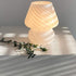 LongTN Translucent Table Mushroom Lamp Italian Style Modern Striped Glass Bedside Lamps Desk Light, Used for Baby Home