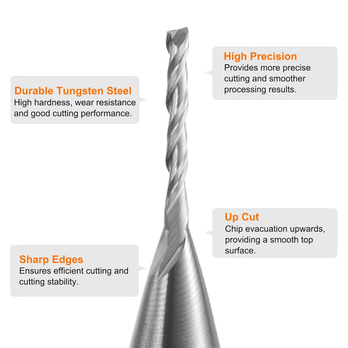 1/16" 2 (1/4" 1/2" 2" 30 HRC49-51) HARFINGTON Spiral Router Bit Cut Dia Flutes Up Cut End Mill Bits Milling Cutter