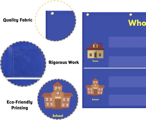 Helping Hands Classroom Attendance Chart Pocket Chart for Preschool, 36 People Cards Included