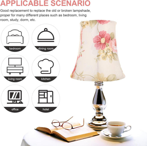 15cm IMIKEYA Floral Lamp Shade - Fabric Lampshade Replacement for Table - Floor and Chandelier Lamps Stylish Clip On