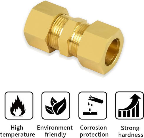 MuHize Brass Compression Tube Fitting, 5/8" OD Compression Union Connector for Industrial Use