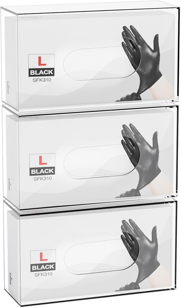 Yieach 3 Pack Acrylic Glove Holder for Wall Mount With Adhesive,No-Drill Latex Glove