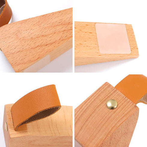 Wood Door Stopper, Solid Wooden Non-Slip Door Wedge, Sturdy Door Stopper Fit for Door Bottom Seam (0.2" - 1.3")