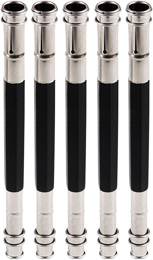 GTHER 5PCS Double Head Pencil Extender, Adjustable Lengthener with Aluminum Handle for Colored Pencils, Black