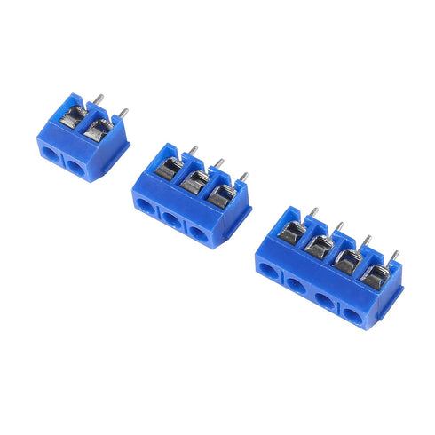 50pcs 2 Pin 3 Pin 4 Pin PCB Mount Screw Terminal Block Connectors 5mm Pitch (2Pin 30pcs,3Pin 10pcs,4Pin 10pcs)