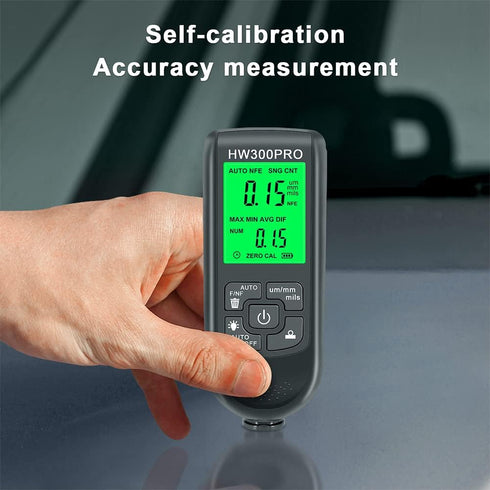 Paint Thickness Gauge: Digital Meter Probe with Zero Calibration and LCD Display for Car Coating (Black)