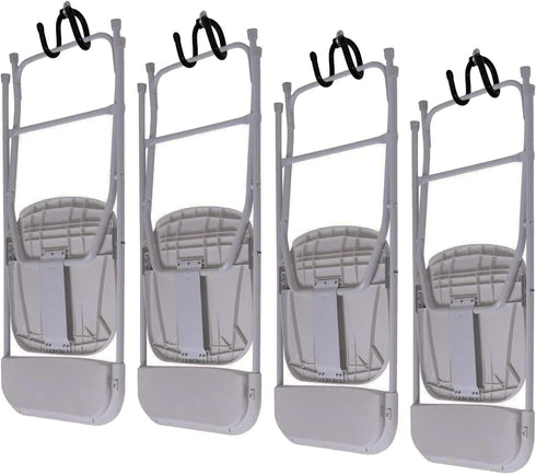 FIXED UP FINDS for 4 Pack Chair Storage Rack, Wall Mounted Folding Chairs Organizer, White,