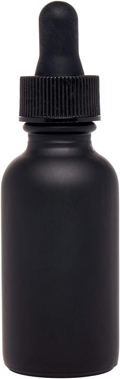 24 Pack Black Coated Boston Round Essential Oils Glass Bottles with Black Dropper Cap, 1oz