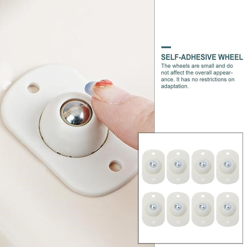 8pcs NUOBESTY Self-Adhesive Sticky Casters Universal Swivel Storage Box Wheels with Steel Ball Bearings for Rolling