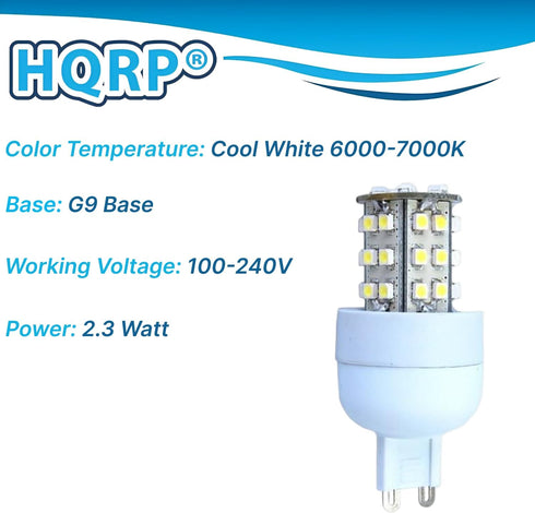 G9 Bulb 6000-7000K 36 100-240V 135 HQRP LED ool White LEDs Lumen for Restaurants, Houses, Villas, Hotels, Cafes