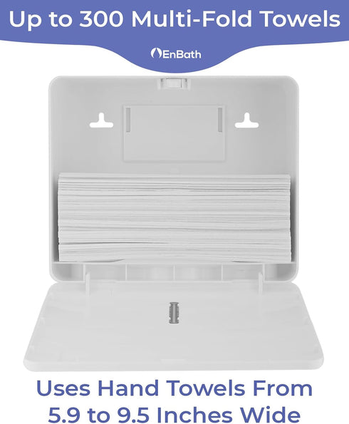 Commercial Multifold Paper Towel Dispenser Wall Mount (White), Folded Hand Towel Dispenser for Bathroom/Restroom, Paper