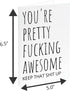 Oh Shirt and More LLC You're Pretty Fucking Awesome, Funny Thank you Card with envelope, Funny Sarcastic Encourage