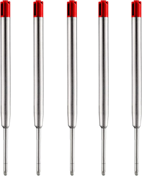 HeTaoCat Red Ink Refill Pack of 5, Replaceable Medium Point Ballpoint Pen Refills (Red)