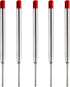 HeTaoCat Red Ink Refill Pack of 5, Replaceable Medium Point Ballpoint Pen Refills (Red)