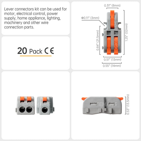 GKEEMARS 20Pcs Mini Electrical Wire Connectors, DIY 4/6/8/9/10 Way Butt Terminal Block Connectors (1 in 2 out)