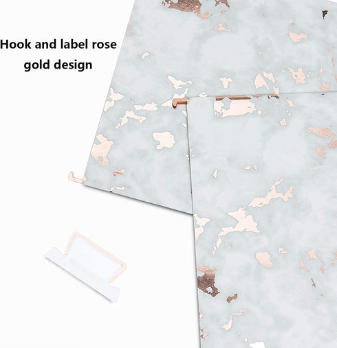 Y YOMA 12 Pack Rose Gold Hanging File Folders - Letter Size Decorative Folder Organizer with Adjustable Tabs
