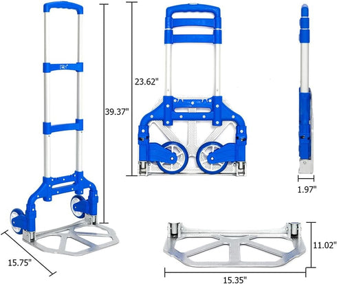 Pinikuyiro 165lbs Folding Hand Truck Aluminum Portable Folding Hand Cart Capacity Hand Cart and Dolly Ideal for Home