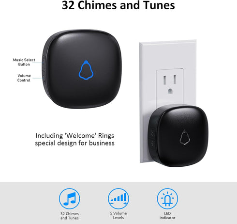 METAK 1 1 Wireless Motion Sensor Alarm Indoor, PIR Detector + Receiver, Movement Activated Doorbell Chime for Home
