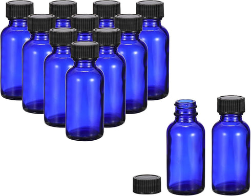 PATIKIL 1oz (30ml) Glass Sample Bottles, 12Pcs Round Dispensing Bottles with Black Poly Cone Cap
