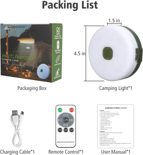 33ft 100LED, 4 1 100LED 14 Camping String Lights in Rechargeable Outdoor Tent String Lights with Lighting Modes Remote