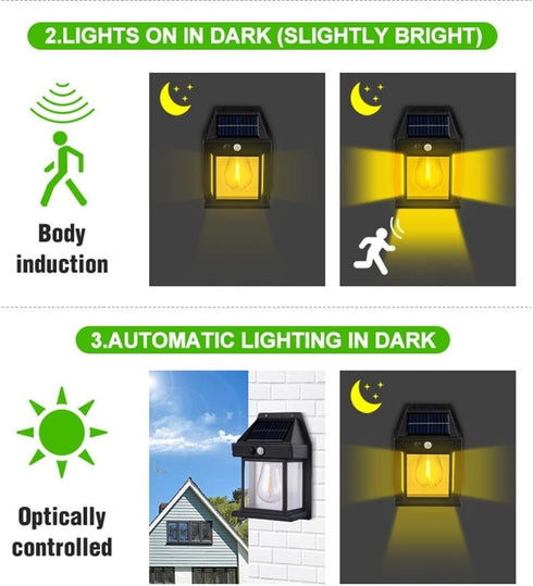 IP65 Surakey Solar Wall Lanterns Outdoor, Wireless Dusk to Dawn Lantern Motion Sensor LED Sconce Lights Waterproof