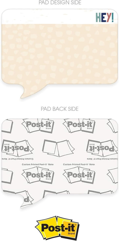 Speech Bubble Shaped Sticky Note Pad Assortment, 6.5" x 5" Modern Sticky Notes, Set of Three Multi-Color Designs, Made