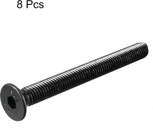 uxcell M8x80mm 10.9 Carbon Steel Countersunk Head Hex Socket Screw - 8pcs