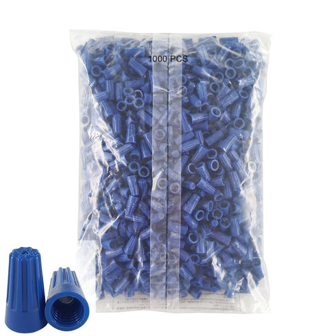HS Blue Electrical Wire End Connectors, 1000 Pack Small Twist-on Wire Nuts, 22-14 AWG, P2 Type Screw Terminals
